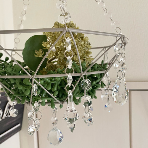 大グレーカゴ シャンデリア風 インテリア サンキャッチャー