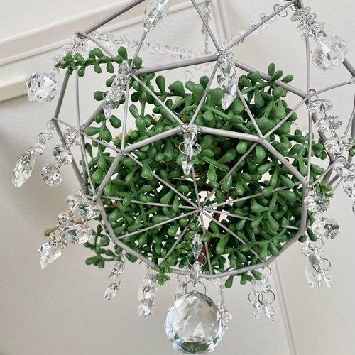 大グレーカゴ シャンデリア風 インテリア サンキャッチャー