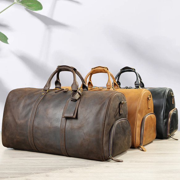 大判手作り牛革レトロ旅行バッグ超大容量本革ボストンバッグ ボストン