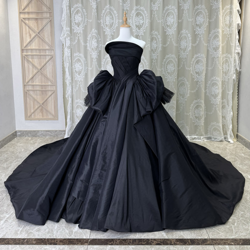 お買い得！非対称 アシメドレス 高級ブラック かっこいいカラードレス