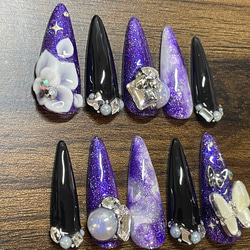 現品 ギャル 薔薇 蝶 ニュアンス ネイルチップ 卒業式 成人式 結婚式 2枚目の画像