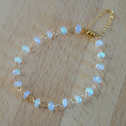 【All 14Kgf】エチオピア産オパール　マグネットクラスプブレスレット 3枚目の画像