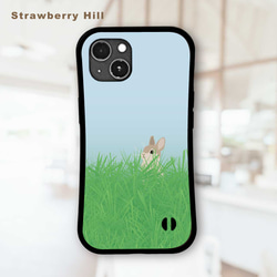 草むらのウサギ グリップケース iPhoneケース 1枚目の画像