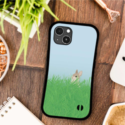 草むらのウサギ グリップケース iPhoneケース 2枚目の画像