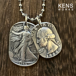 【正規通販】 USAフランクリンハーフダラー銀貨 ドッグタグネックレス 24k ネックレス・ペンダント
