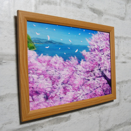油絵 油彩 油彩画 絵 絵画【海に舞う桜】 絵画 HR 通販