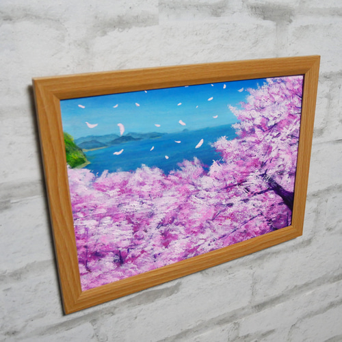 油絵 油彩 油彩画 絵 絵画【海の桜】 油絵 油彩 油彩画 絵 絵画【芝桜の海を旅する小舟】 | HIROSHI1990