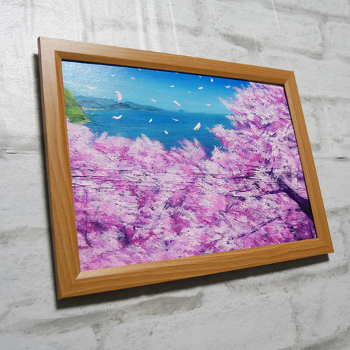 油絵 油彩 油彩画 絵 絵画【海に舞う桜】 絵画 HR 通販