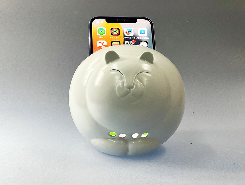 猫のスマートフォンスピーカー　電源不要のスマートフォンフォンスピーカー　猫　スマホスピーカー　オリジナルペインまんまる猫