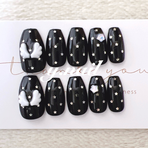 ネイルチップ/羽ネイル/星ネイル/スターネイル/y2kネイル/韓国ネイル