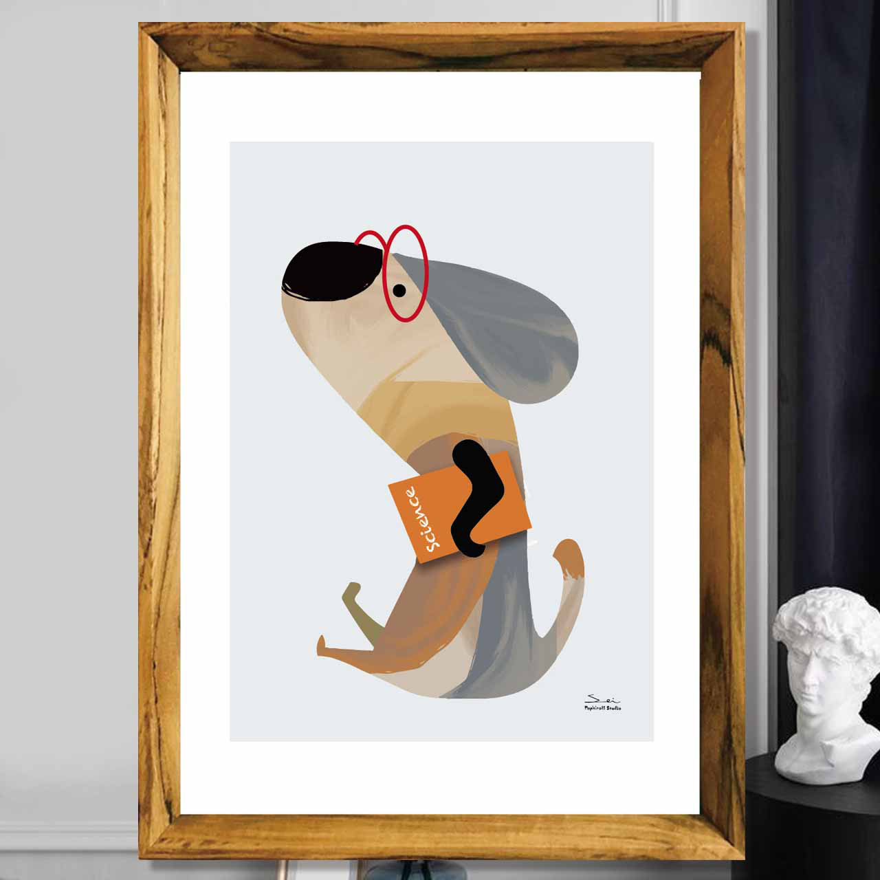 インテリ　犬　お気に入り9400件突破　イラスト　ポスター　A4〜A1　タペストリー　アート  アートポスター　3279