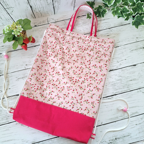 pino♡　上履き袋　ヌビ　キルト　体操着袋　　りぼん　刺繍生地 体操着袋ナップサック ☆ ヌビ キルト - Misha's GALLERY