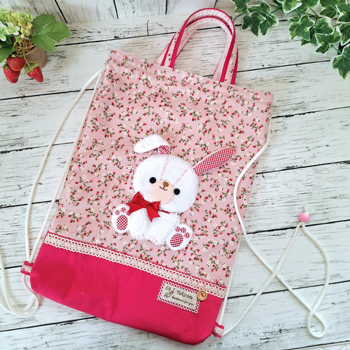 pino♡　上履き袋　ヌビ　キルト　体操着袋　　りぼん　刺繍生地 pino♡ 上履き袋 ヌビ キルト 体操着袋 りぼん 刺繍生地