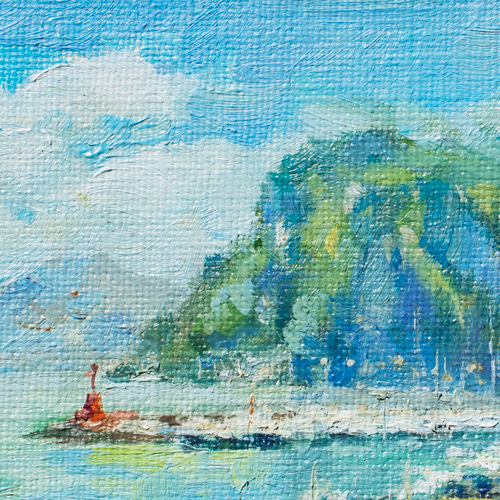ブラジルミニ油絵2枚セット カプリ島の青】ミニ油絵原画 額付き・特典付き ギフト対応 絵画