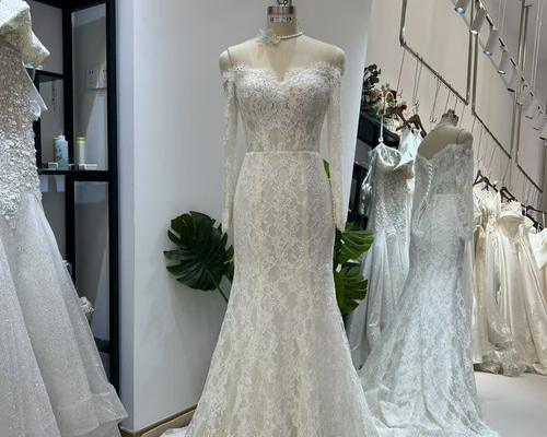 最終値下げ】ウエディングドレス スレンダー マーメイド レース