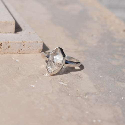 原石リング】クォーツ/クリスタル/水晶 シンプル天然石リング シルバー