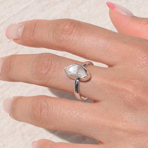 原石リング】クォーツ/クリスタル/水晶 シンプル天然石リング シルバー