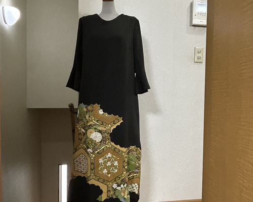 新品留袖ドレス絹　新品留袖仮縫い生地(36万)から　宝船ポケット付М〜LL結婚式 065 13号 上品留袖ドレス 裏地付 細見え 結婚式 パーティ フォーマル