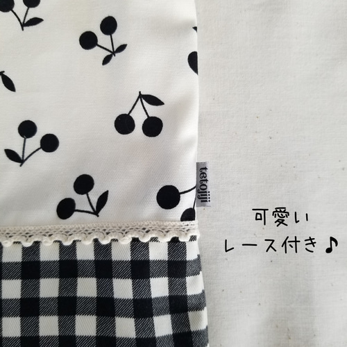 ☆入園入学2025☆モノトーンのさくらんぼ柄【レッスンバッグ