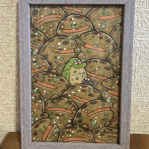 オオサンショウウオとカエル】原画 アート イラスト 絵 動物 オオサンショウウオとカエル】原画 アート イラスト 絵 動物