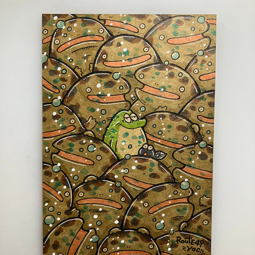 オオサンショウウオとカエル】原画 アート イラスト 絵 動物