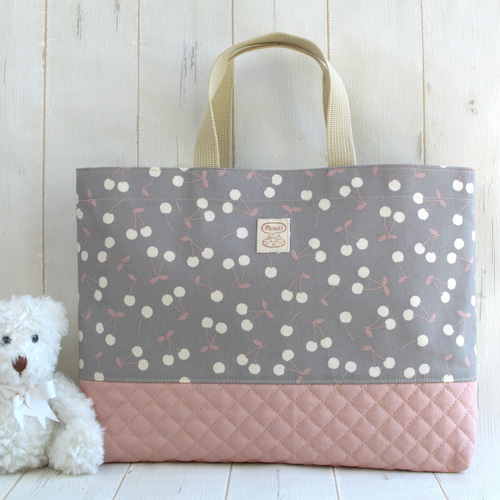 50×40×マチ10さくらんぼの特大レッスンバッグ お布団バッグ