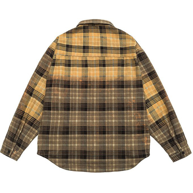 春 秋冬新作 メンズ チェック柄グラデーションラペル長袖シャツ 男 おしゃれ 通勤 ビジネス トップス