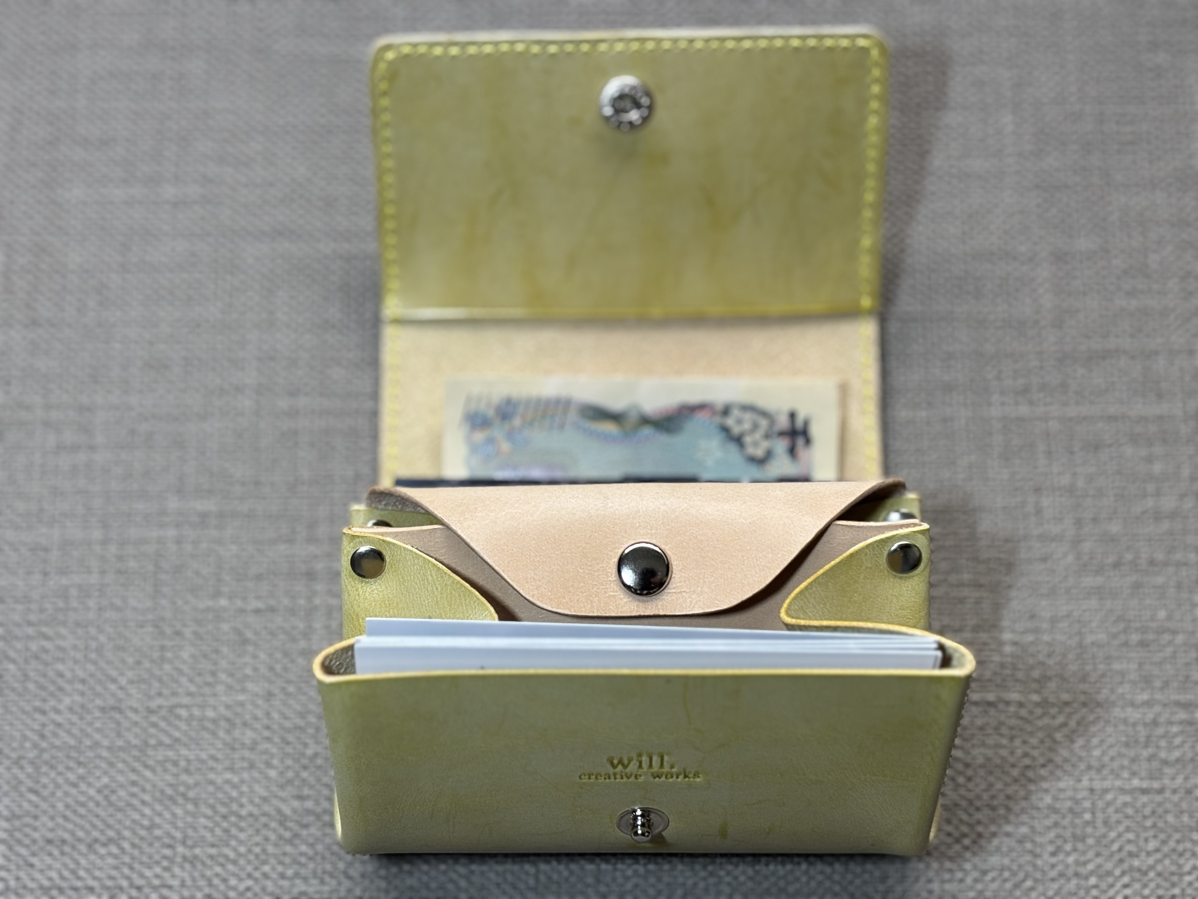 アコーディオンウォレット【ハラコ豹柄・シビラリスシオ マスタード】内装:ヌメ革 ナチュラル