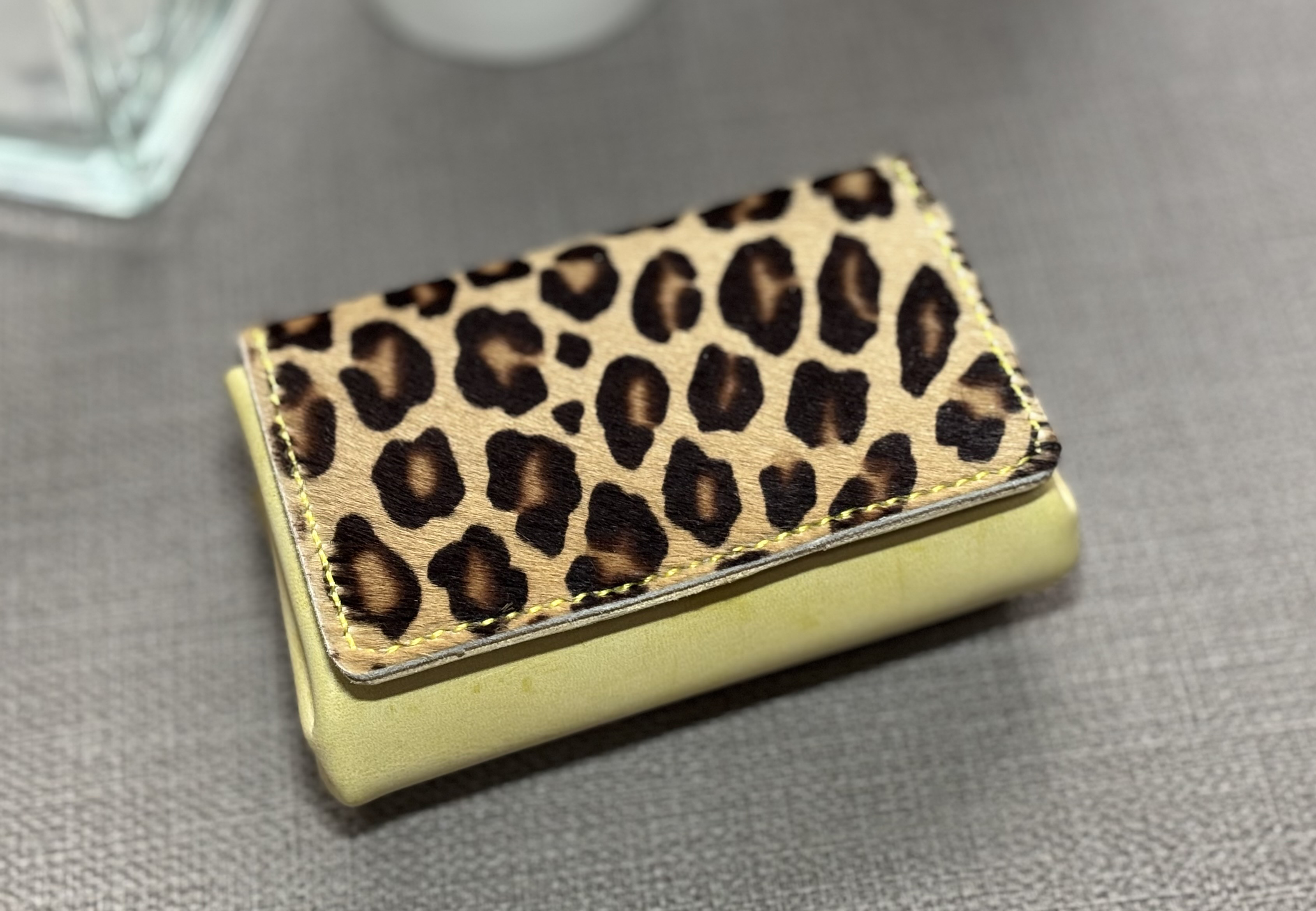 アコーディオンウォレット【ハラコ豹柄・シビラリスシオ マスタード】内装:ヌメ革 ナチュラル