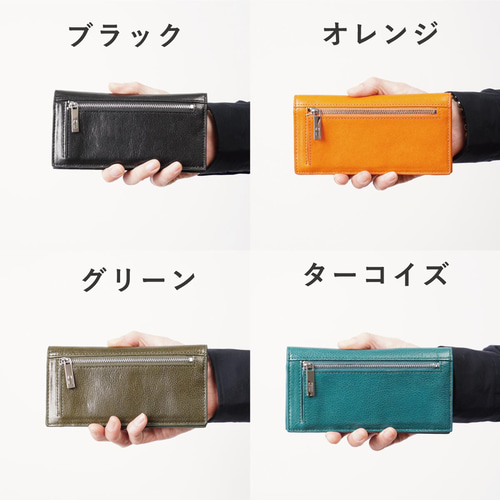 刻印可】ほぼスマホサイズ！！薄型二つ折りの長財布／ヴァケッタルクス