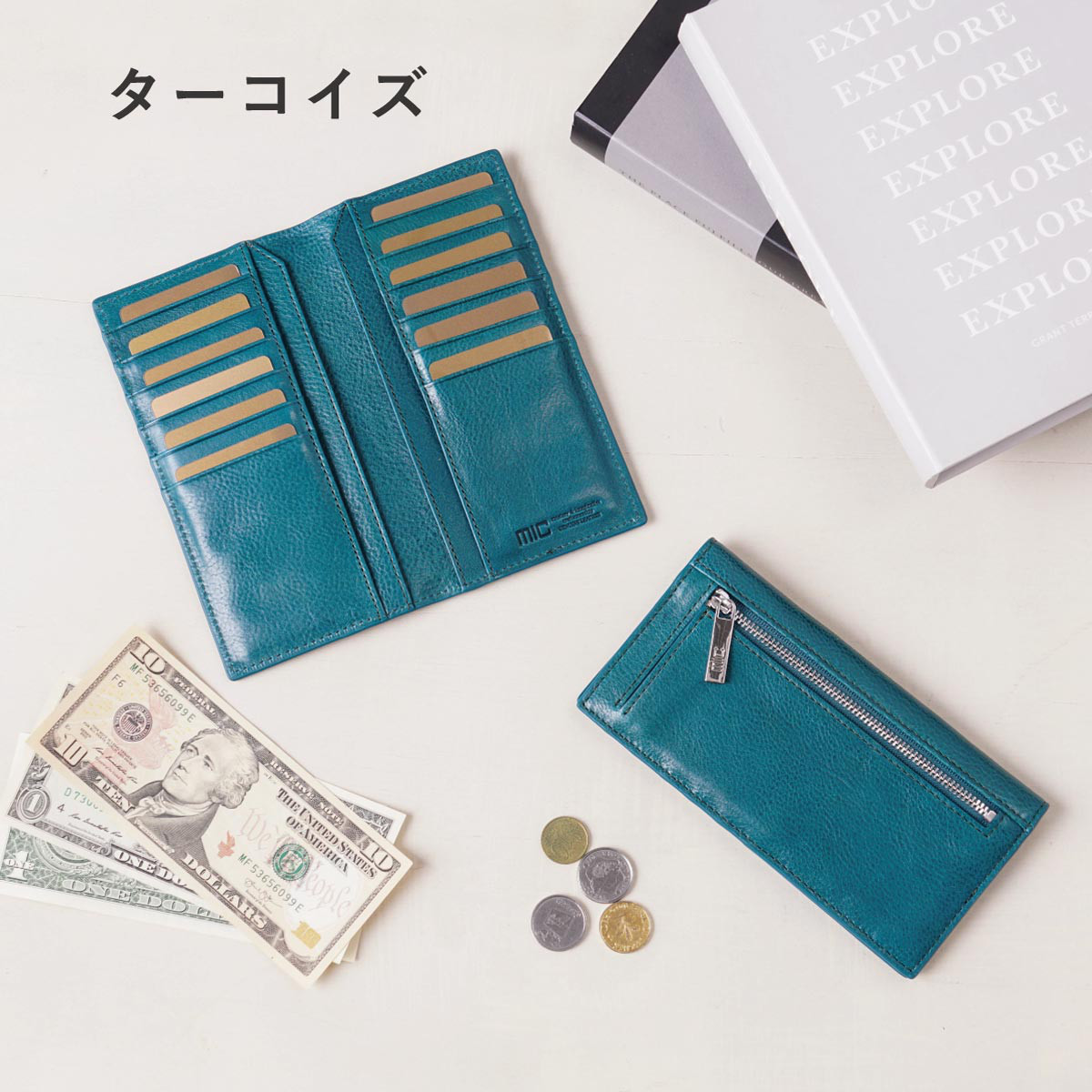 【スマホ並みにコンパクトで持ちやすい！薄型二つ折りの長財布／ヴァケッタルクス スリムロングウォレット MH1459