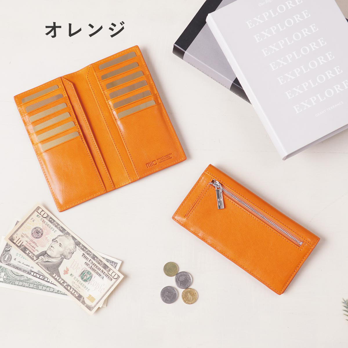 【スマホ並みにコンパクトで持ちやすい！薄型二つ折りの長財布／ヴァケッタルクス スリムロングウォレット MH1459
