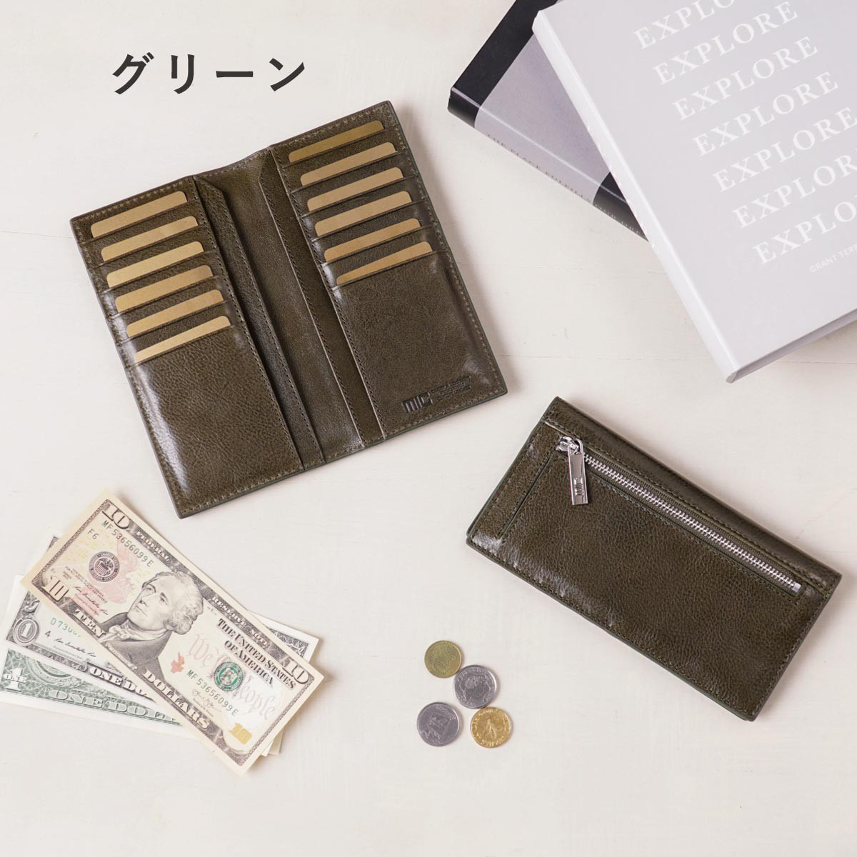 【スマホ並みにコンパクトで持ちやすい！薄型二つ折りの長財布／ヴァケッタルクス スリムロングウォレット MH1459