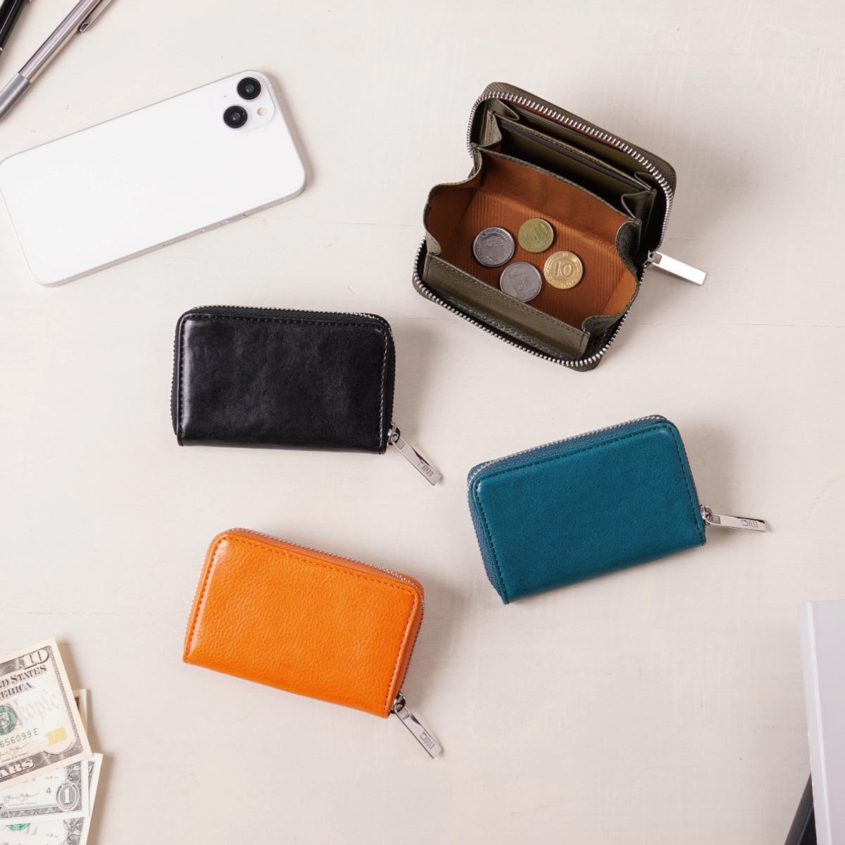 ミニ財布にもなるコンパクトなボックス型小銭入れ／ヴァケッタルクス ラウンドファスナーボックス小銭入れ MH1450