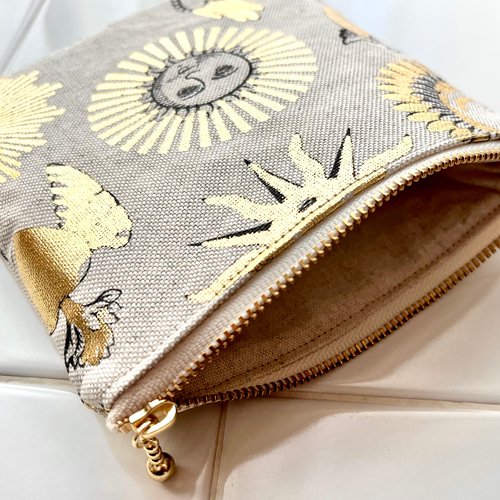 handmade☆スクエアポーチ (Loves 歌い上げ NATURE・beige 