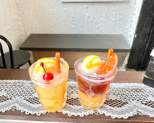 ミニチュア】ドールハウス用 オレンジティー・オレンジジュース 2個