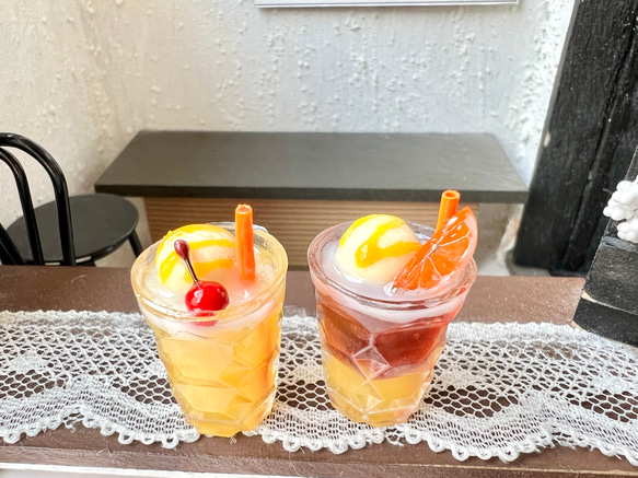 ミニチュア】ドールハウス用 オレンジティー・オレンジジュース