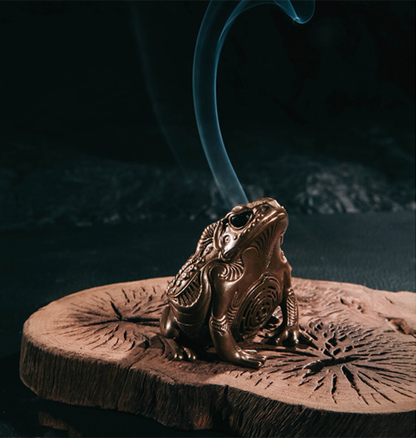 香炉☆カエル 青銅および銀製のカエルフィギュア香炉 – 多機能動物アート