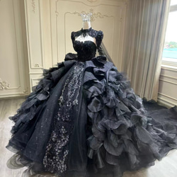 ドレセル　ブラックドレス　プリンセスライン　美品 新作！ブラック プリンセスライン かっこいい 長袖 高品質保証