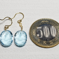 ж現品限り K18YG 18金 天然石ブルートパーズコンケーブカットピアス 7枚目の画像