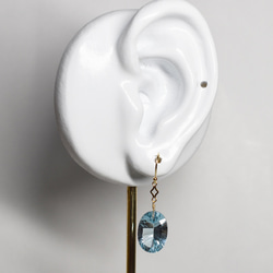 ж現品限り K18YG 18金 天然石ブルートパーズコンケーブカットピアス 5枚目の画像