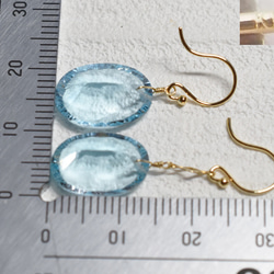 ж現品限り K18YG 18金 天然石ブルートパーズコンケーブカットピアス 6枚目の画像