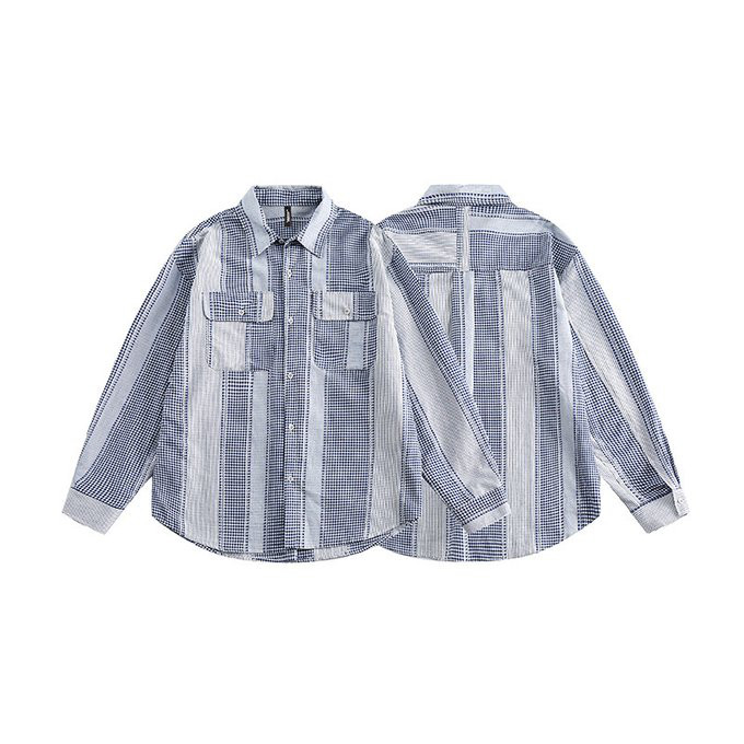 春夏新作 長袖シャツ メンズ ブルーストライプ ラペルシャツ 男 おしゃれ トップス レトロ