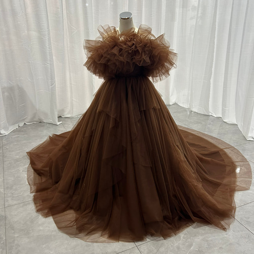 輝きな光彩を放つ 薄 コーヒーの色 取り外しオフショルダーリッターチ  