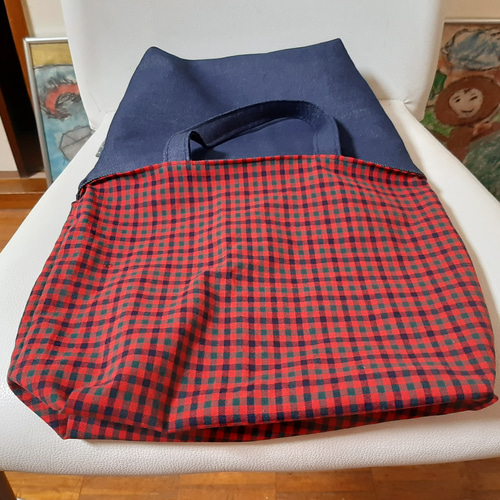 トートバッグ(裏は黒と赤のチェック) トートバッグ MARIANO MICHELE 