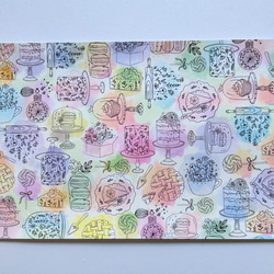 オリジナル デザインペーパー 線画お菓子　カラフル　A4 10枚 2枚目の画像