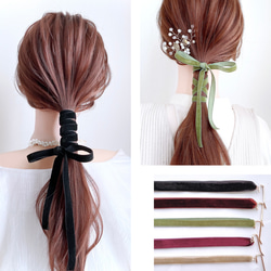 2点セット【ブラック】ベロアリボン ➕ オーガンジーリボン / 卒業式 パーティ ウェディング 黒 ヘッドドレス 17枚目の画像