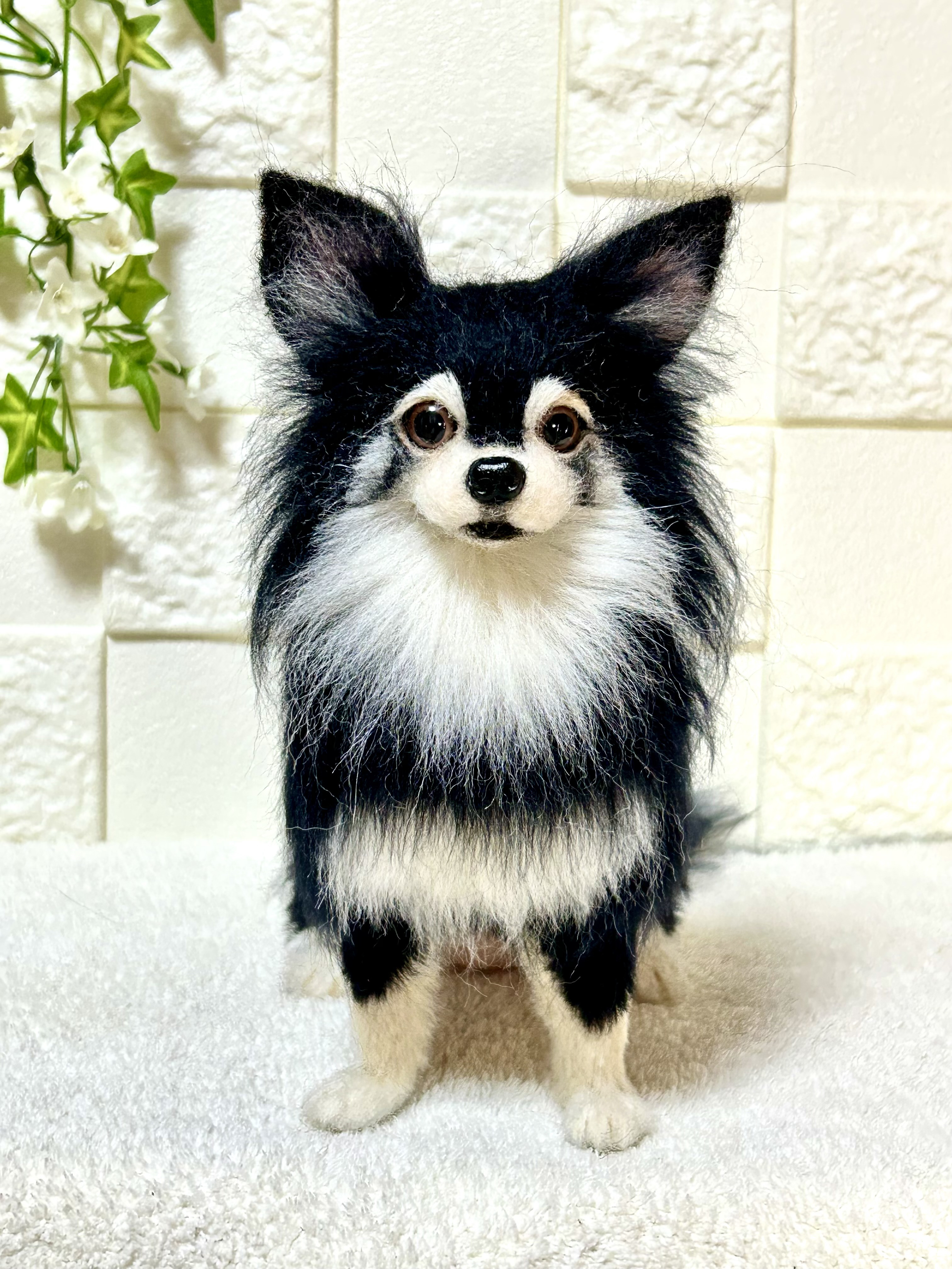 ☆羊毛フェルト☆【オーダーメイド】☆ハンドメイド☆リアル☆チワワ☆白☆うちの子☆メモリアル☆犬☆ぬいぐるみ☆虹の橋