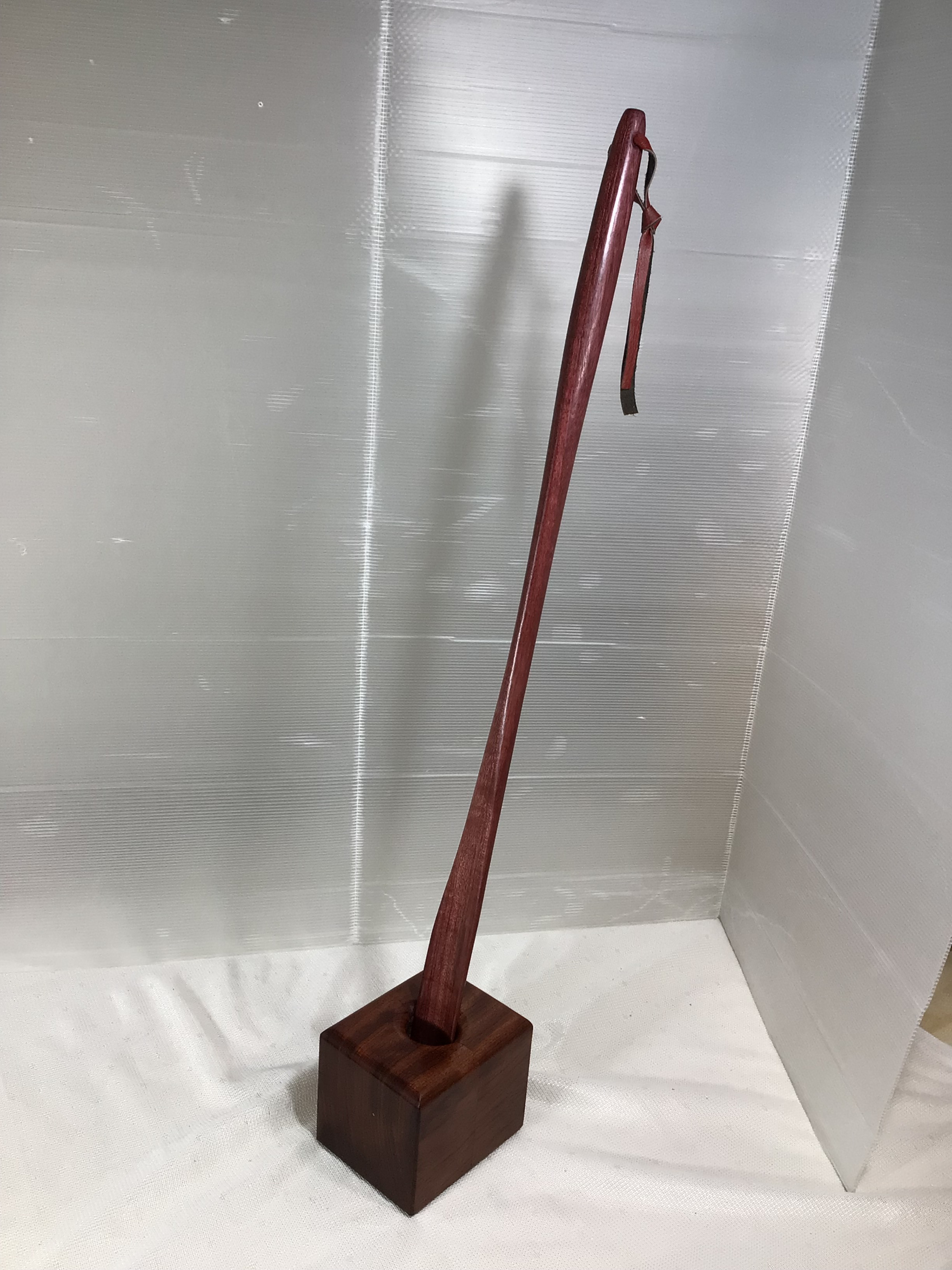 天然木　パープルハートの長い靴べら／ブビンガスタンド　一点物　手作り