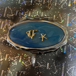 オーダーメイド。光る宇宙とうさぎ(猫)と月のピルケース☆イニシャル入 